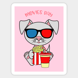 Movies day, movies and dogs lover Magnet